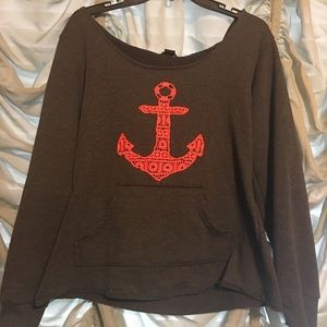 Dark Gray and Neon Orange Rue 21 Hoodie